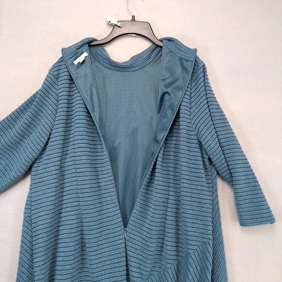 Cato Geometric Lines Blue Knit Midi Dress Plus Size 22/24W Lined Mock Neck - Picture 4 of 10